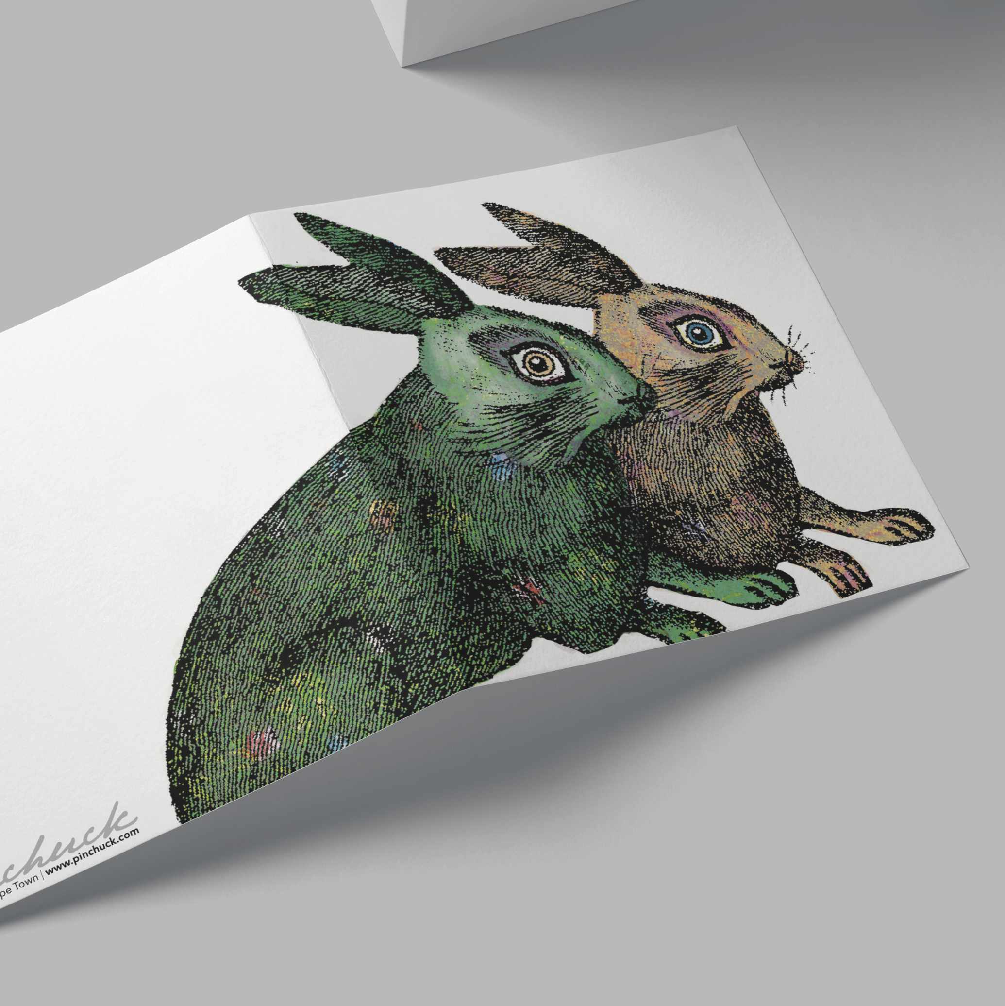 Green and Brown Rabbit Card